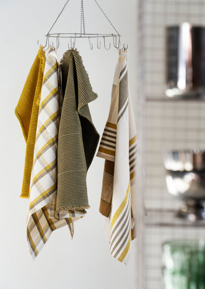 Checked Kitchen Tea Towel - Green Tones