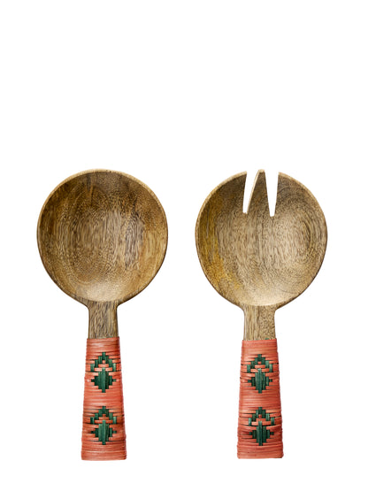 Wooden Salad Serving set - Sienna, Green