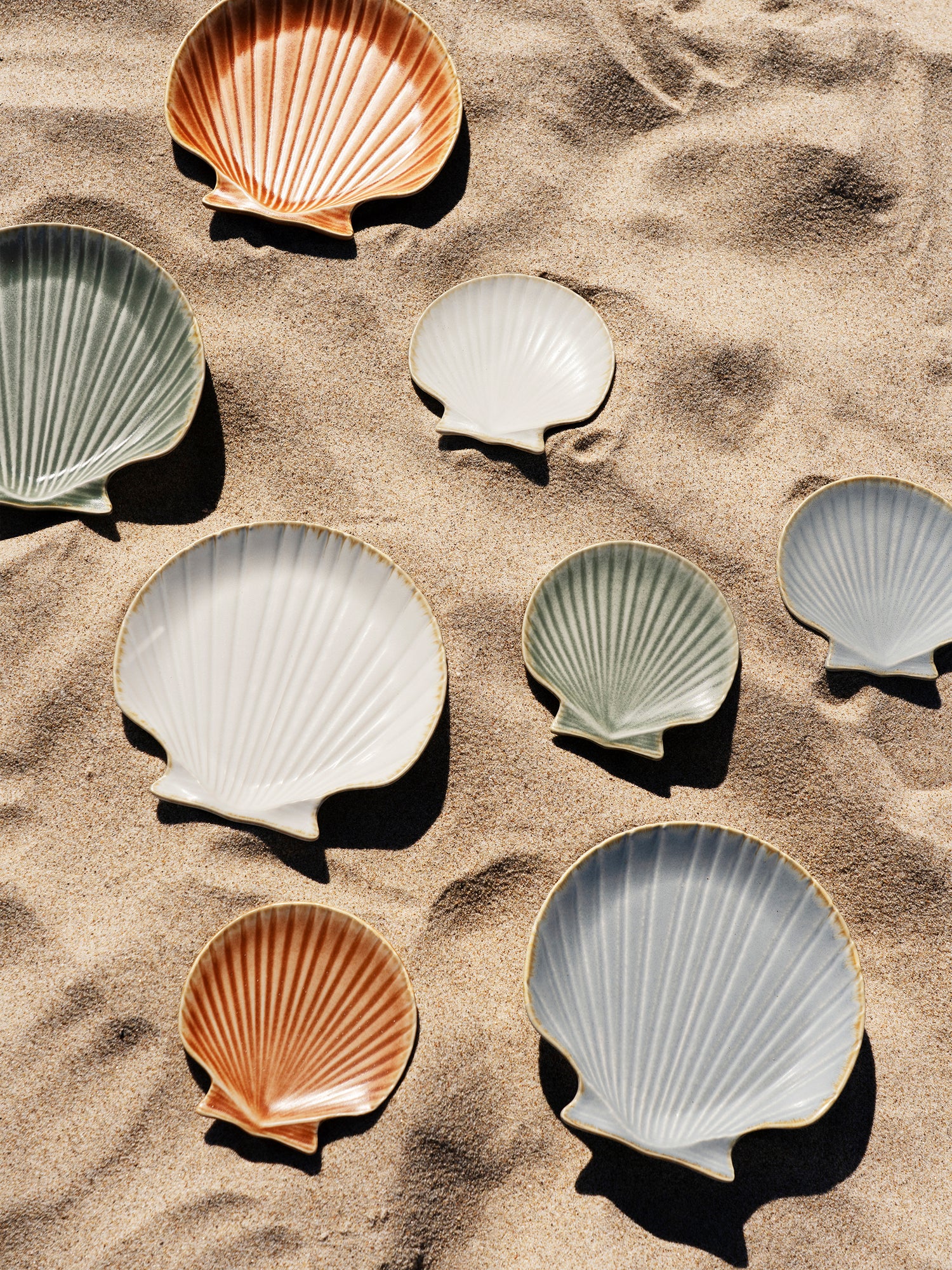 Stoneware Sea Shell Tray - Glazed Green