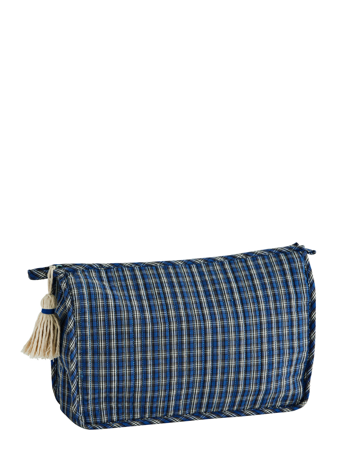 Quilted Plaid Washbag With Tassel - Colour Options Available