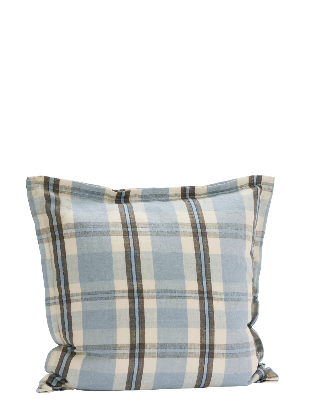 Checked Cotton Cushion - Light Blue, Taupe, Off White, Navy
