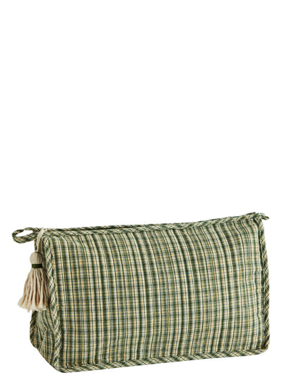 Quilted Plaid Washbag With Tassel - Colour Options Available