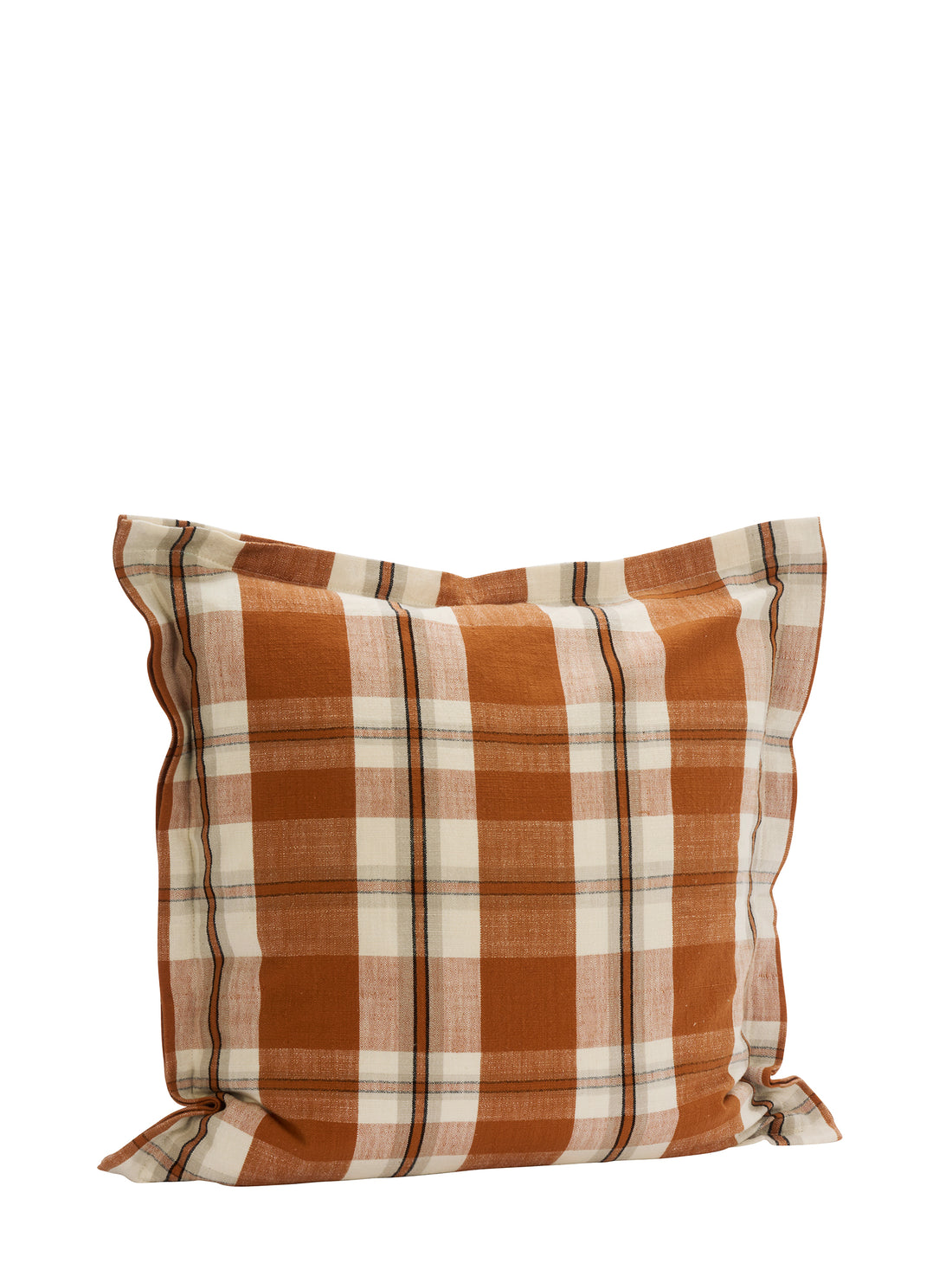 Checked Cotton Cushion - Bronze Apricot, Off White, Light Grey, Black