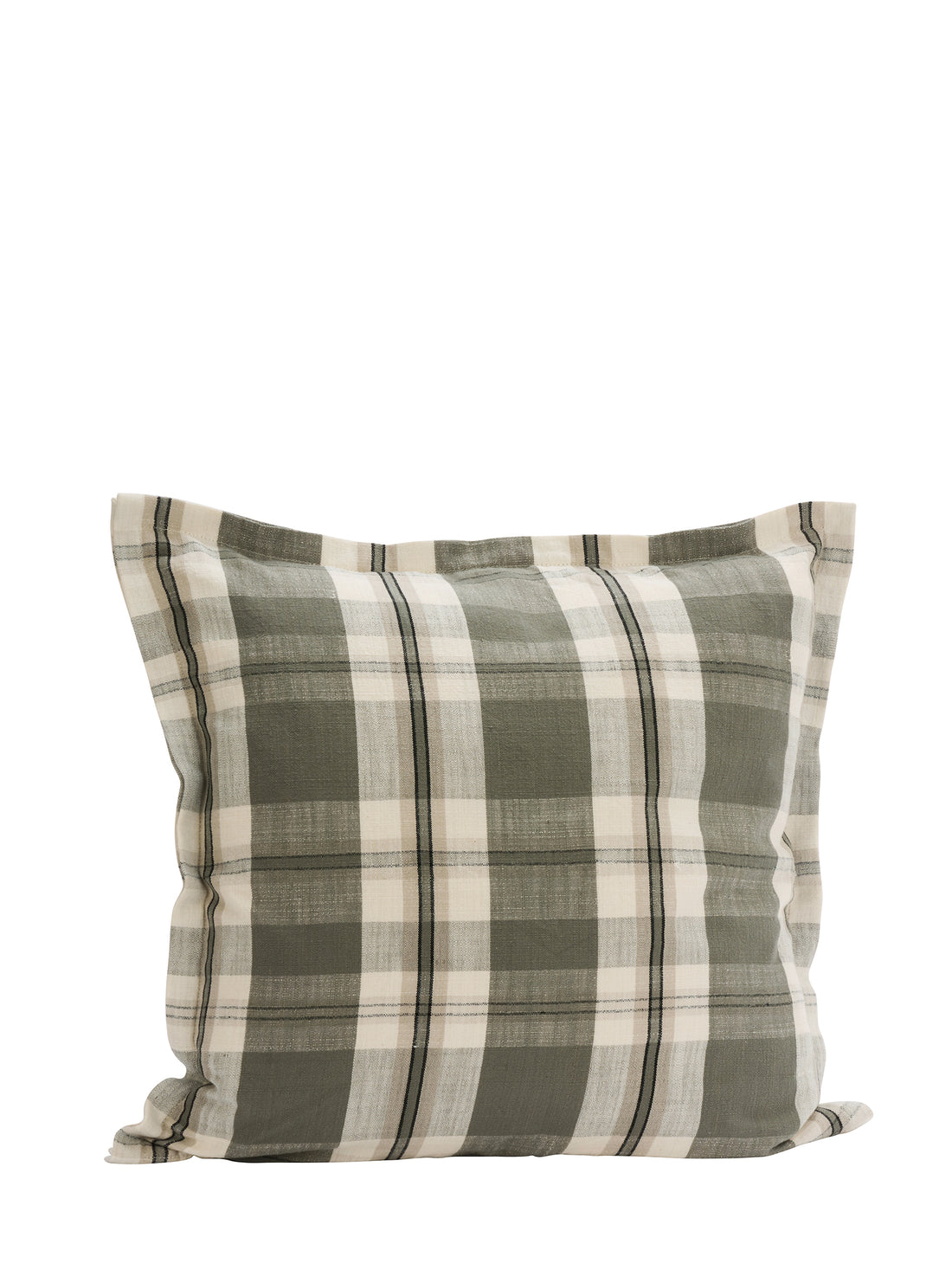 Checked Cotton Cushion - Khaki, Off White, Black