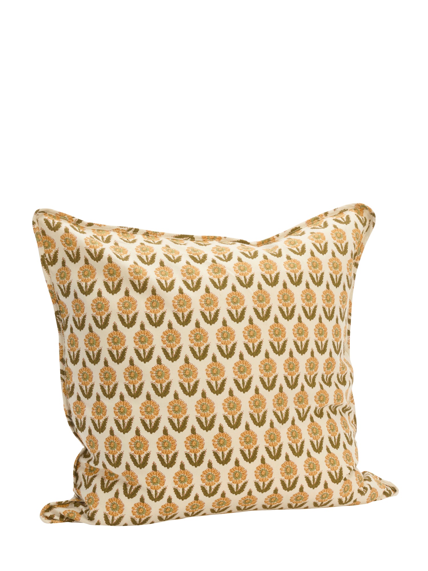 Eila Block Print Inspired Cushion - Ochre