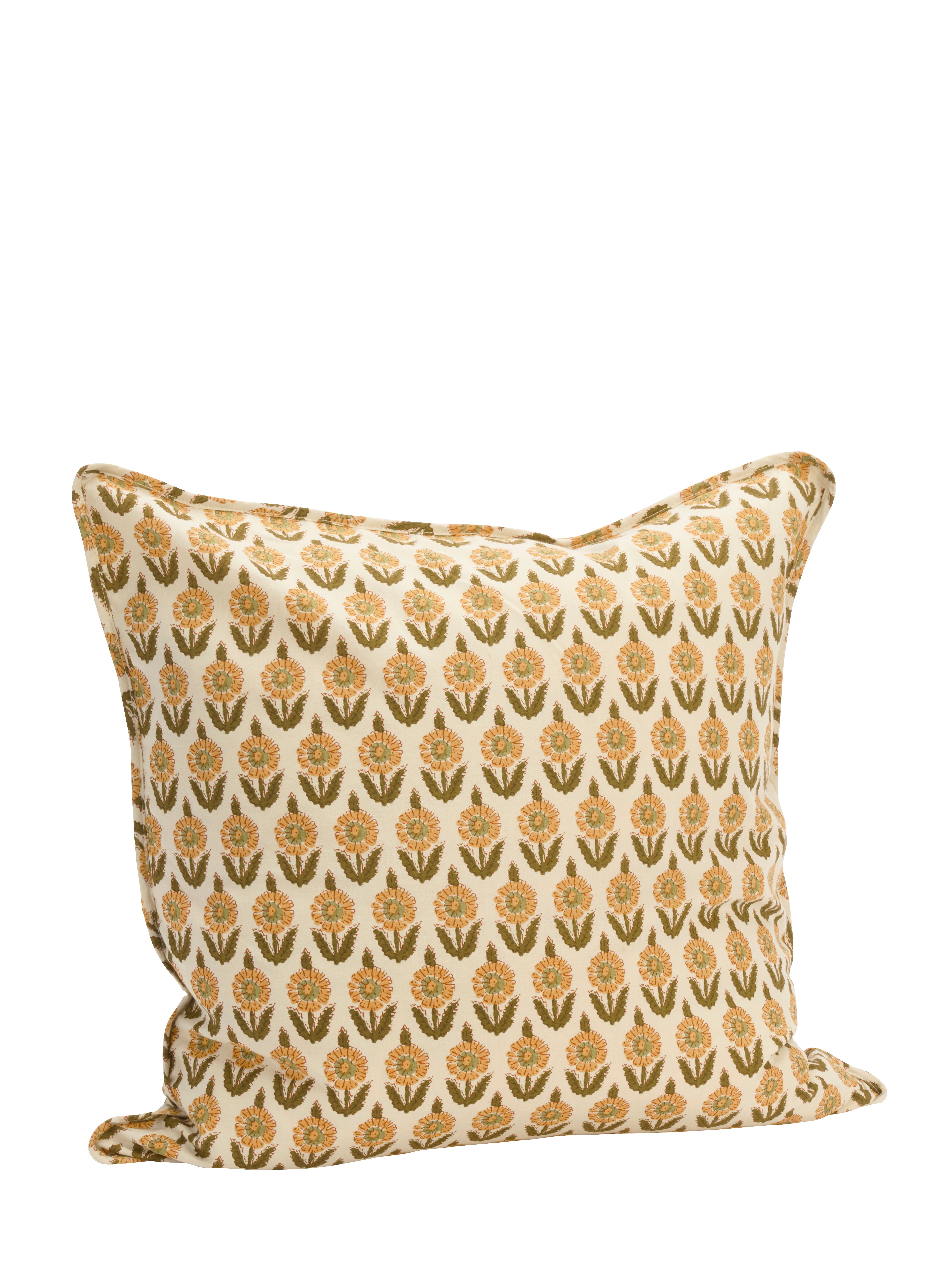 Eila Block Print Inspired Cushion - Ochre