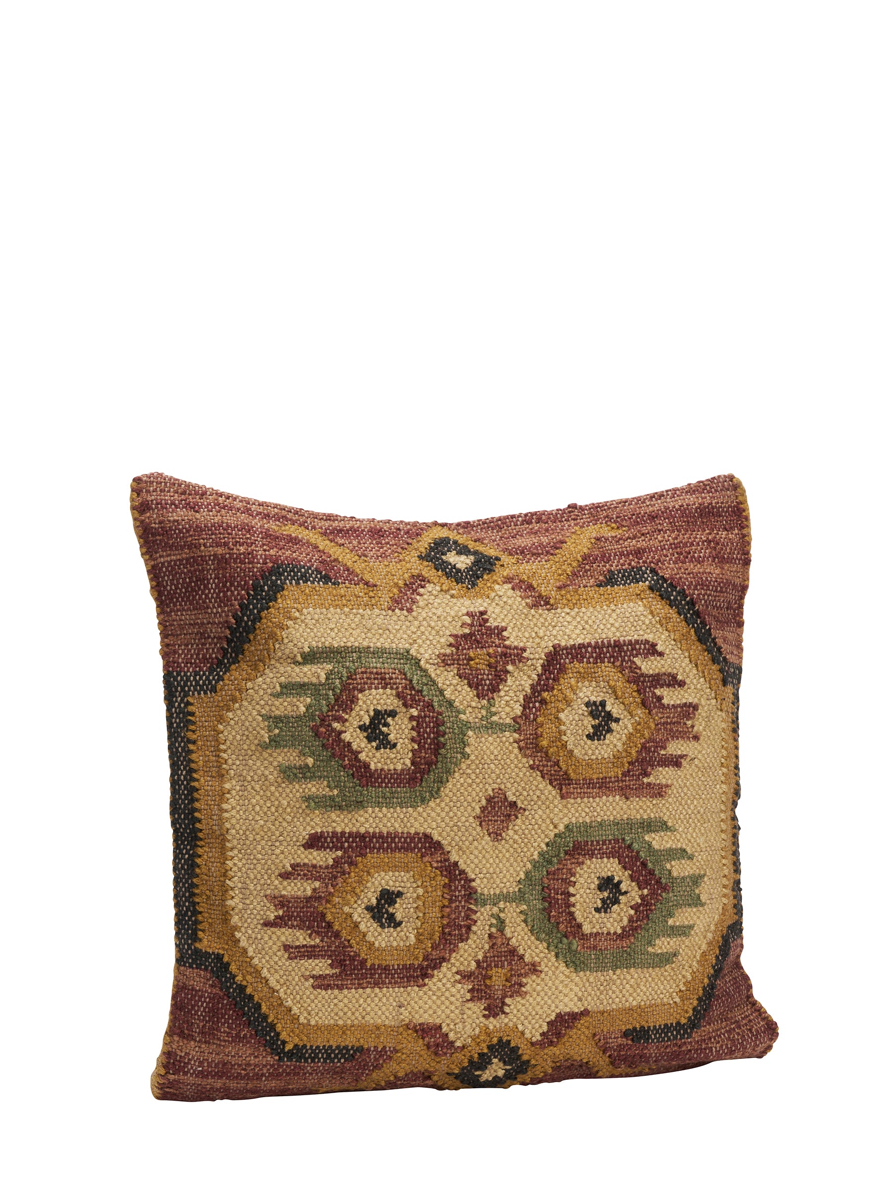 Leia Hand Woven Jute Cushion - Olive, Mustard, Terracotta