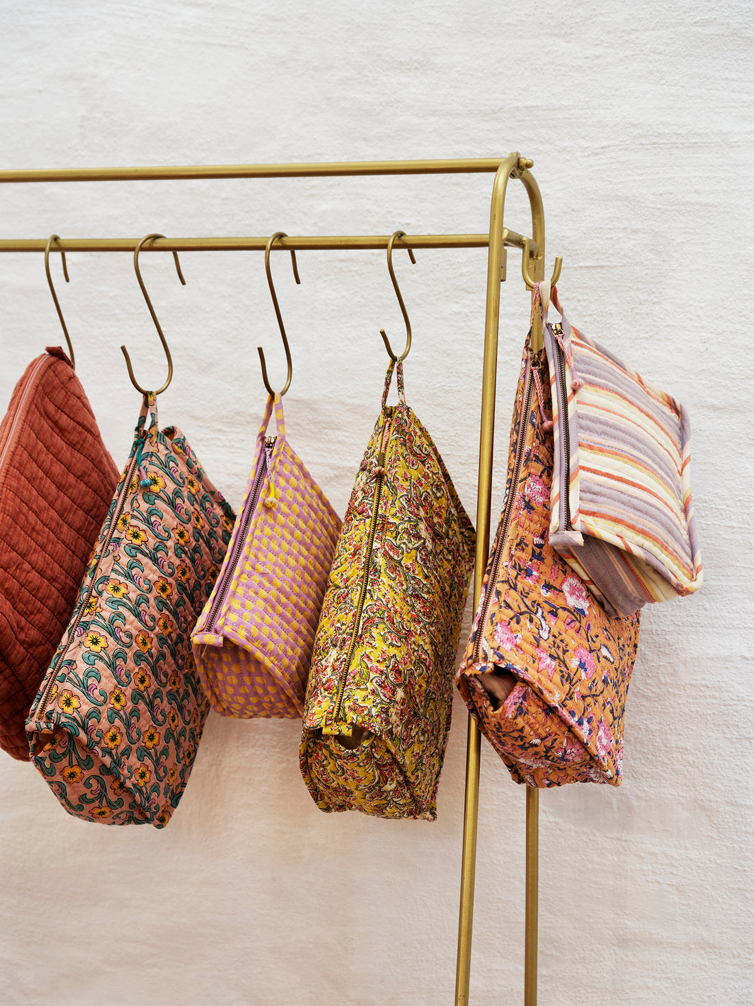 Paisley Quilted Cotton Washbag - Yellow, Pink, Green, Off White, Coral