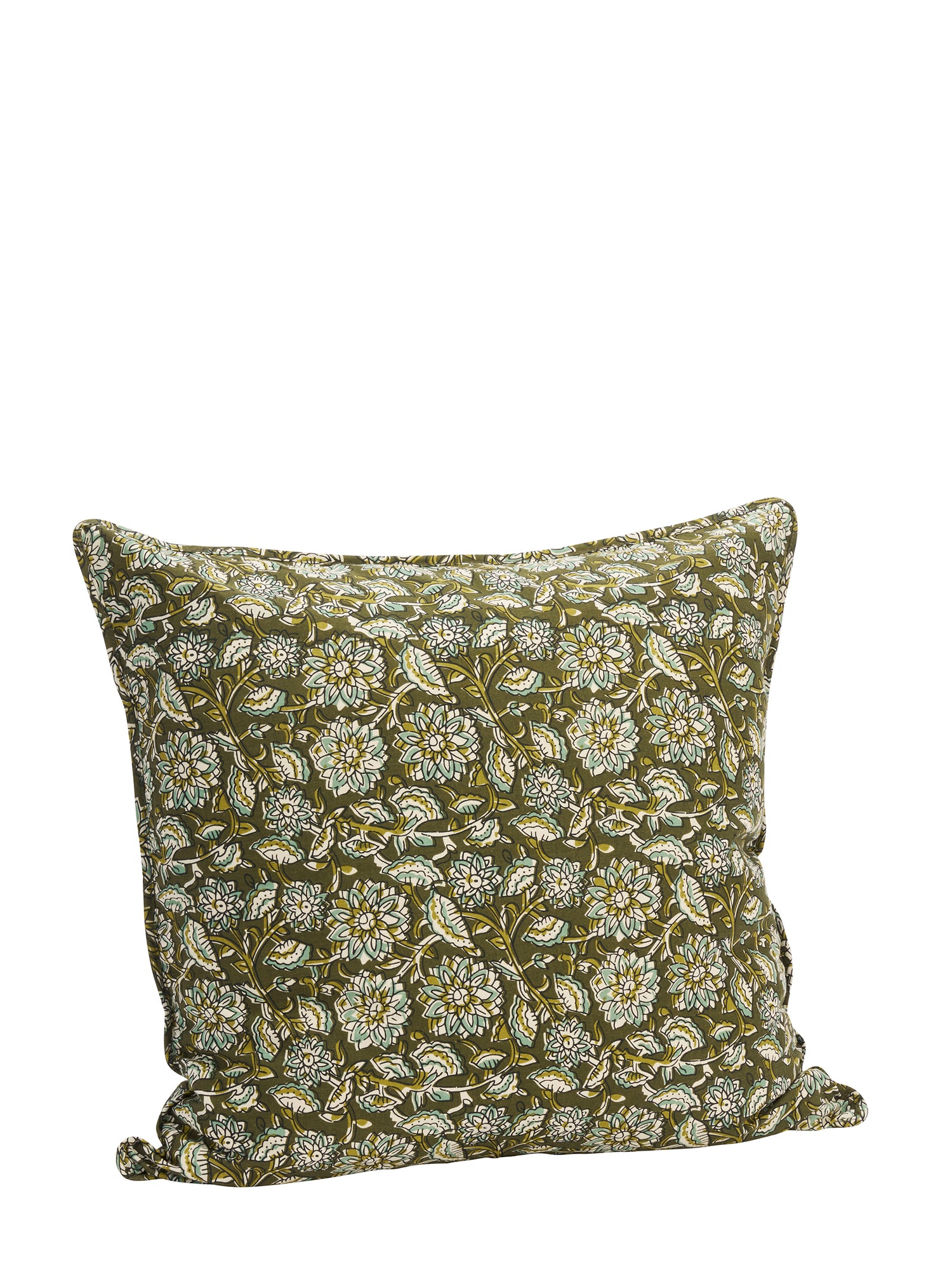 Auntal Block Print Inspired Cushion - Olive, Aloe