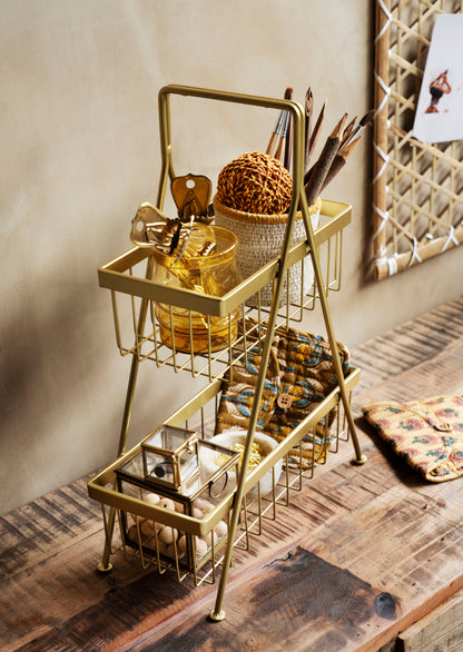 Iron basket rack - Brass Coloured