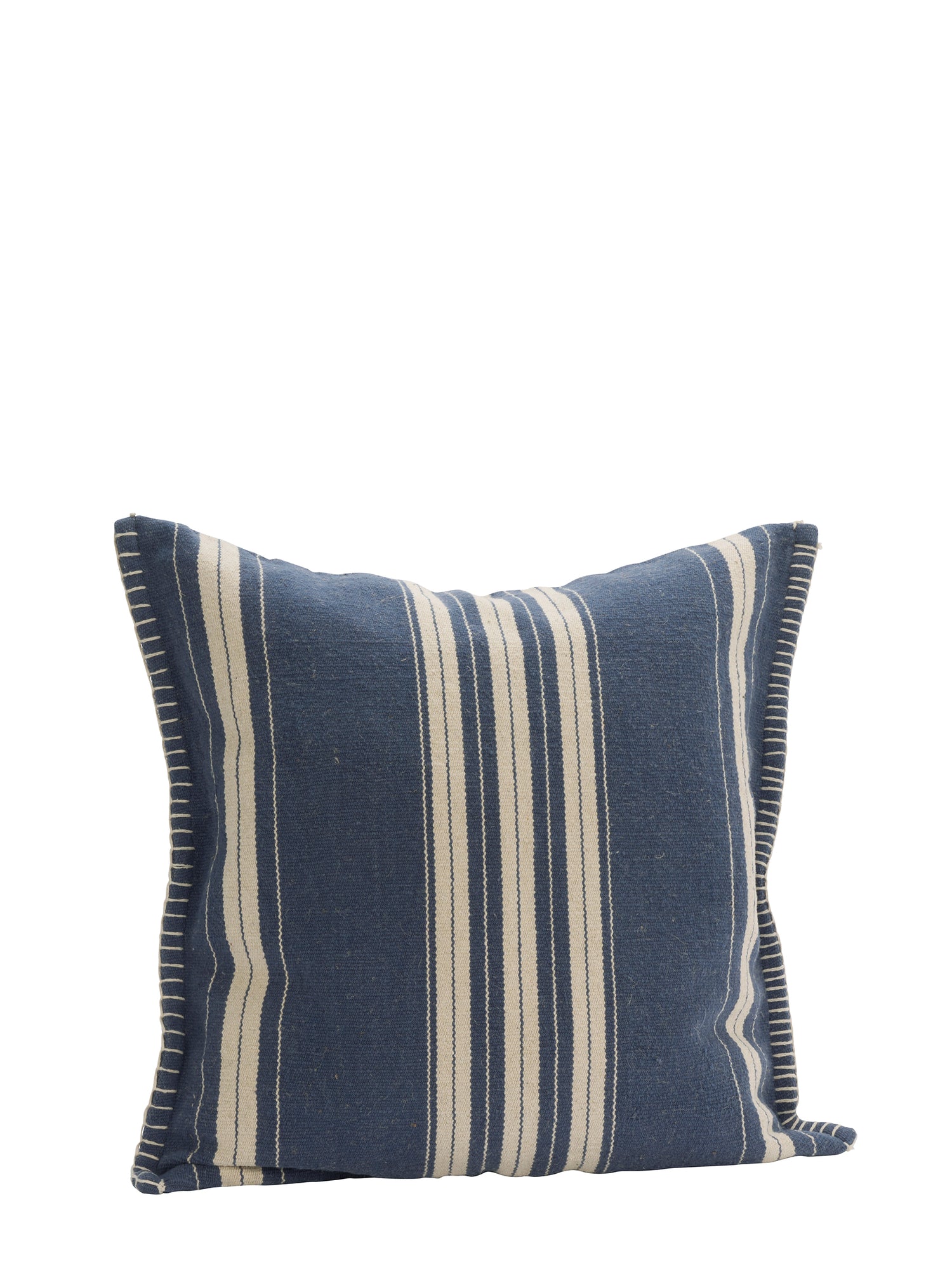 Fern Striped Jute Textured Cushion - Navy, Off White