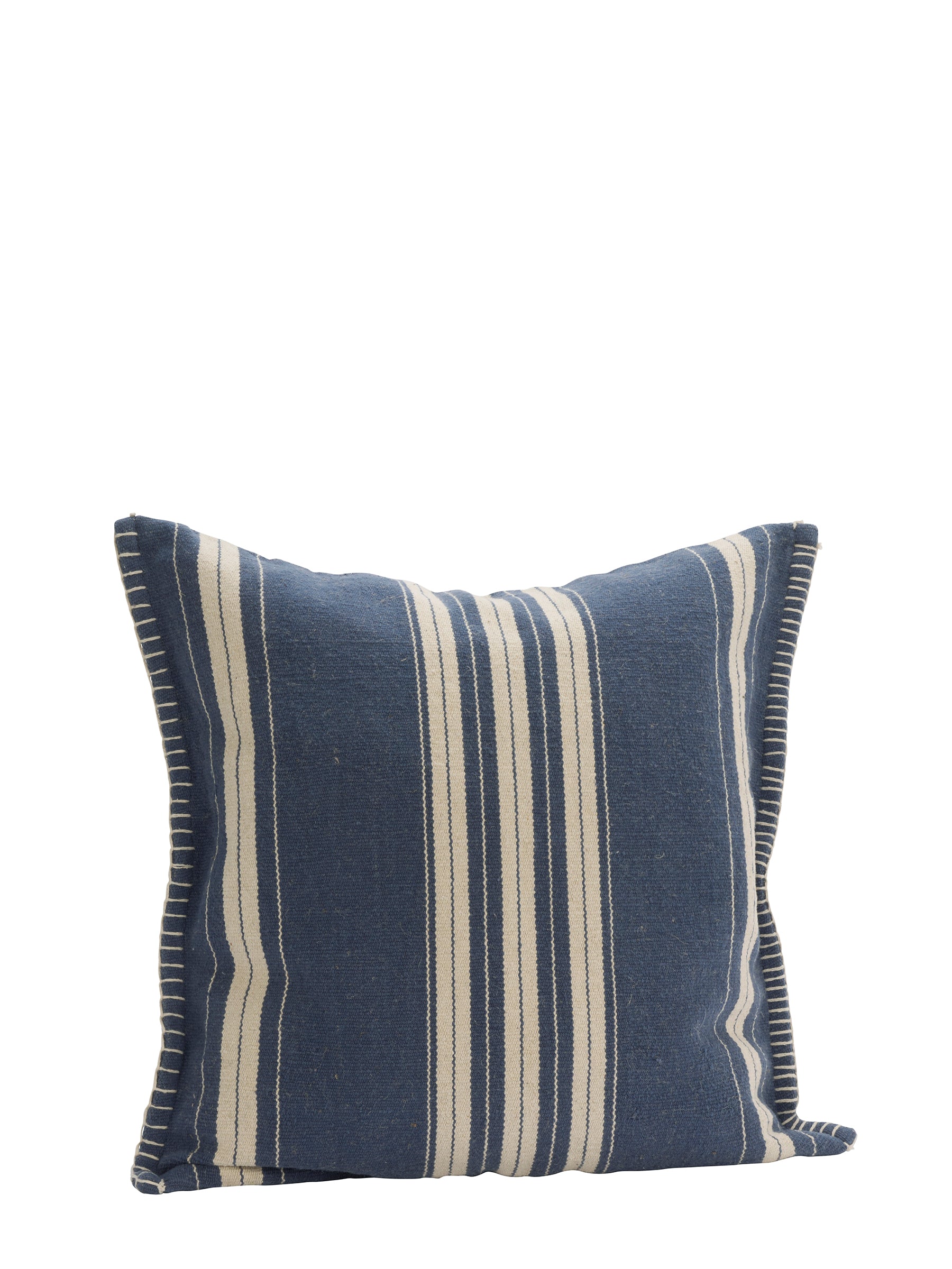 Fern Striped Jute Textured Cushion - Navy, Off White
