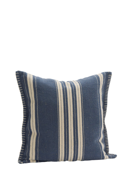 Fern Striped Jute Textured Cushion - Navy, Off White