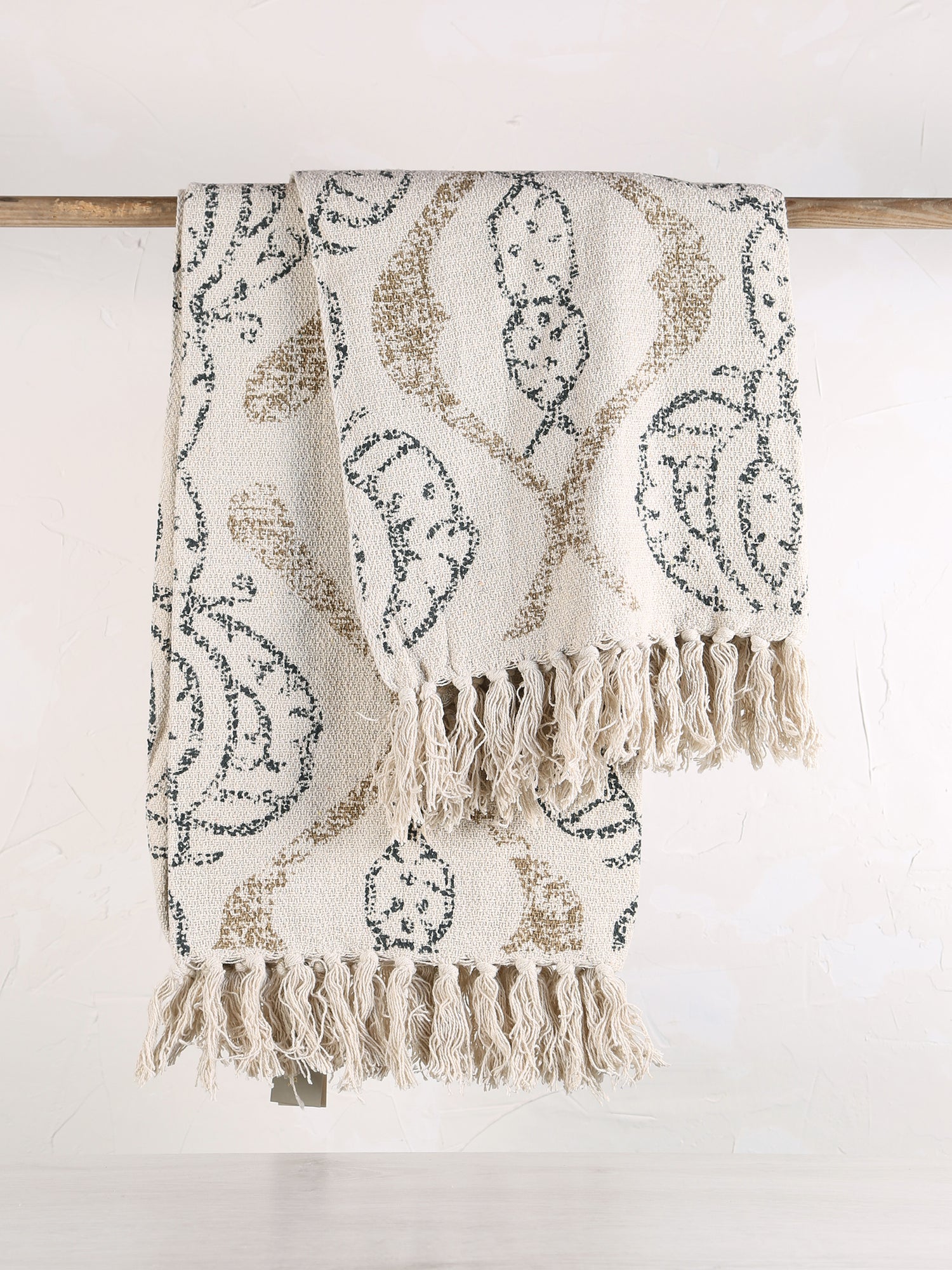 Freddy - Recycled Cotton Throw - Beige Patterned