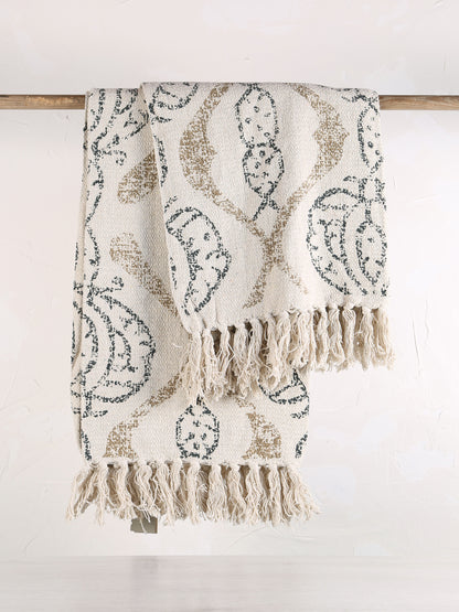 Freddy - Recycled Cotton Throw - Beige Patterned