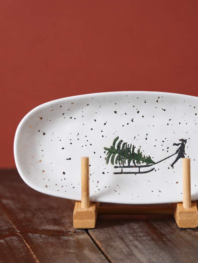 Snowy Skiing Small platter