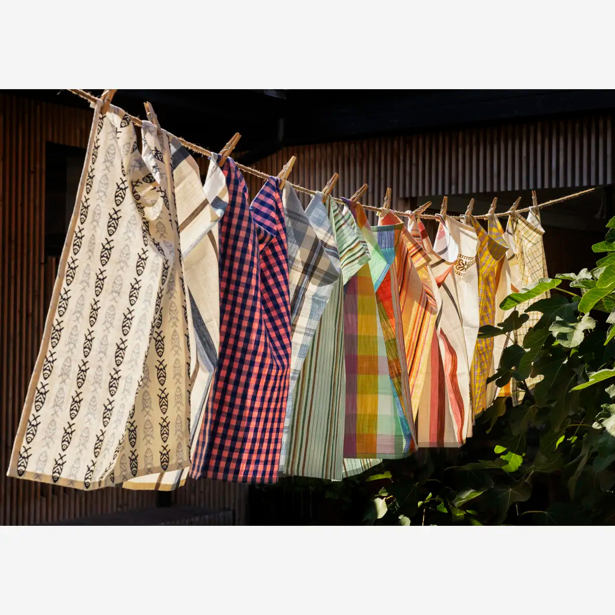 Checked Kitchen Tea Towel - Orange