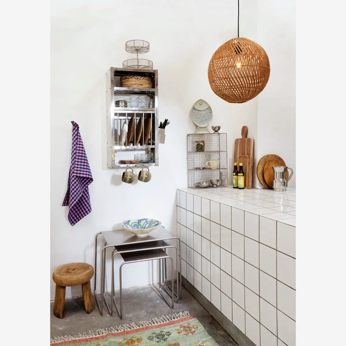 Checked Kitchen Tea Towel - Blue, Pink