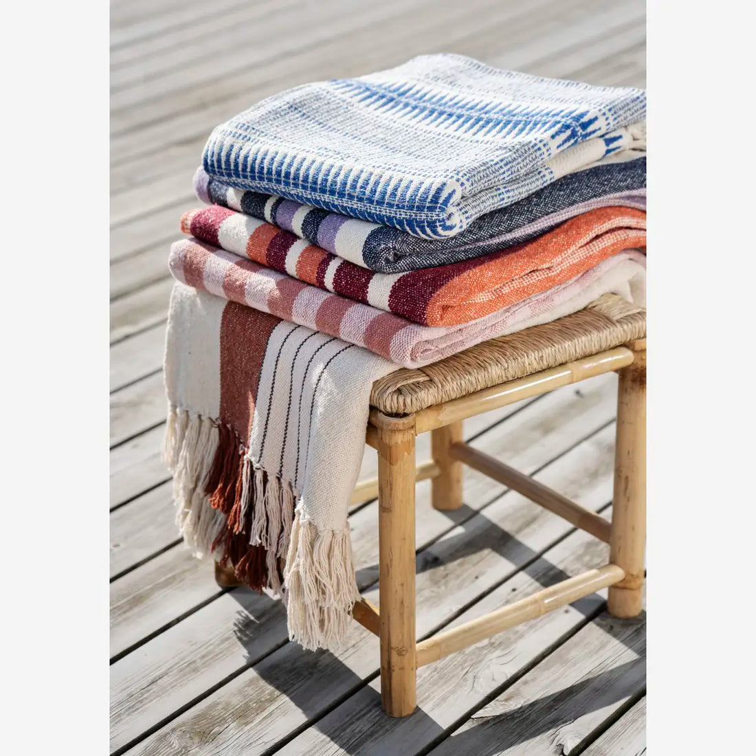 Lightweight Recycled Cotton Throw - Light Pink, Almond