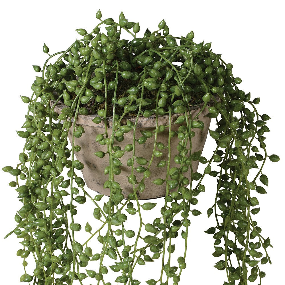 Faux String of Pearl in Cement Pot