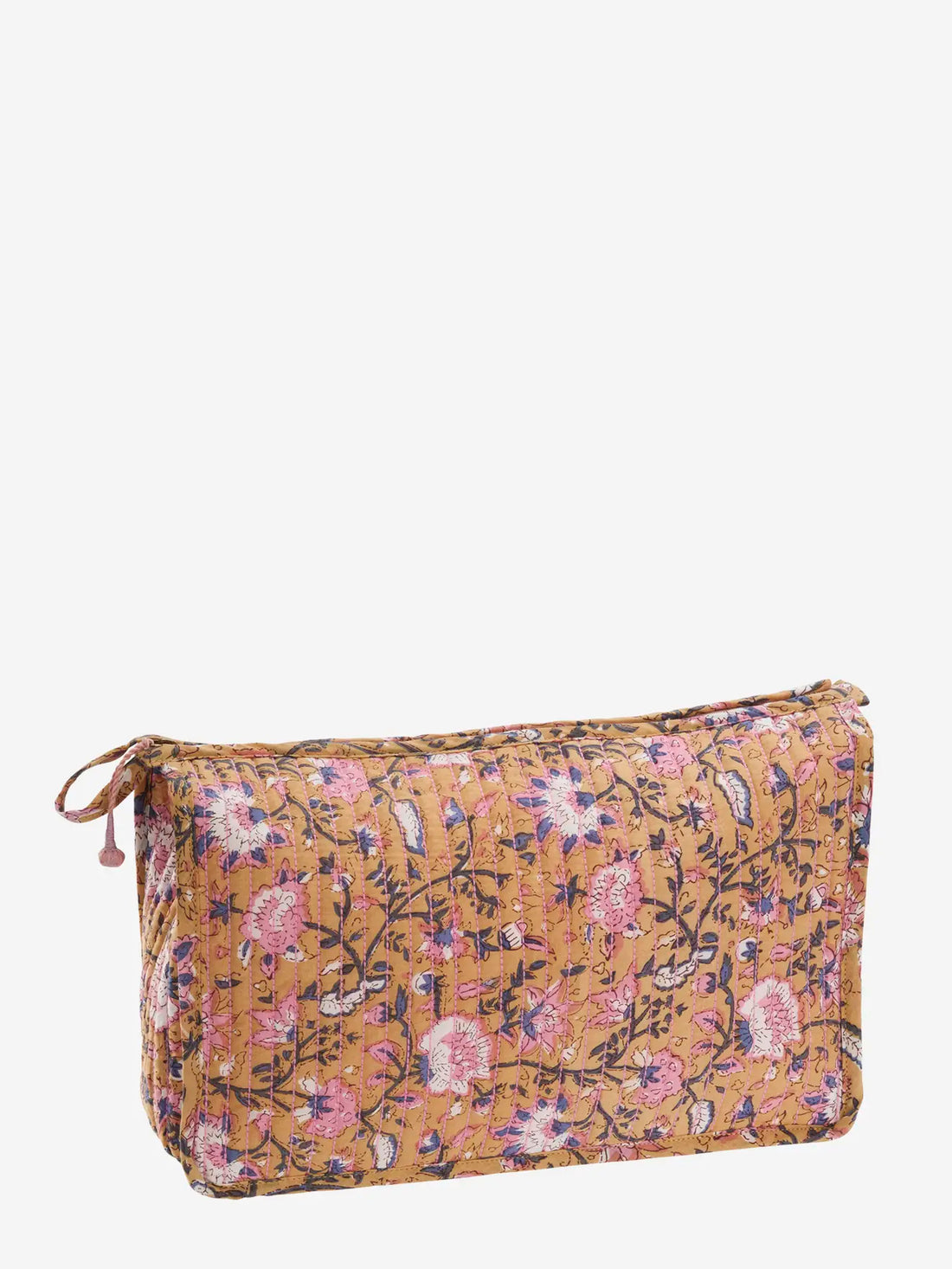 Paisley Quilted Cotton Washbag - Peach, Pink