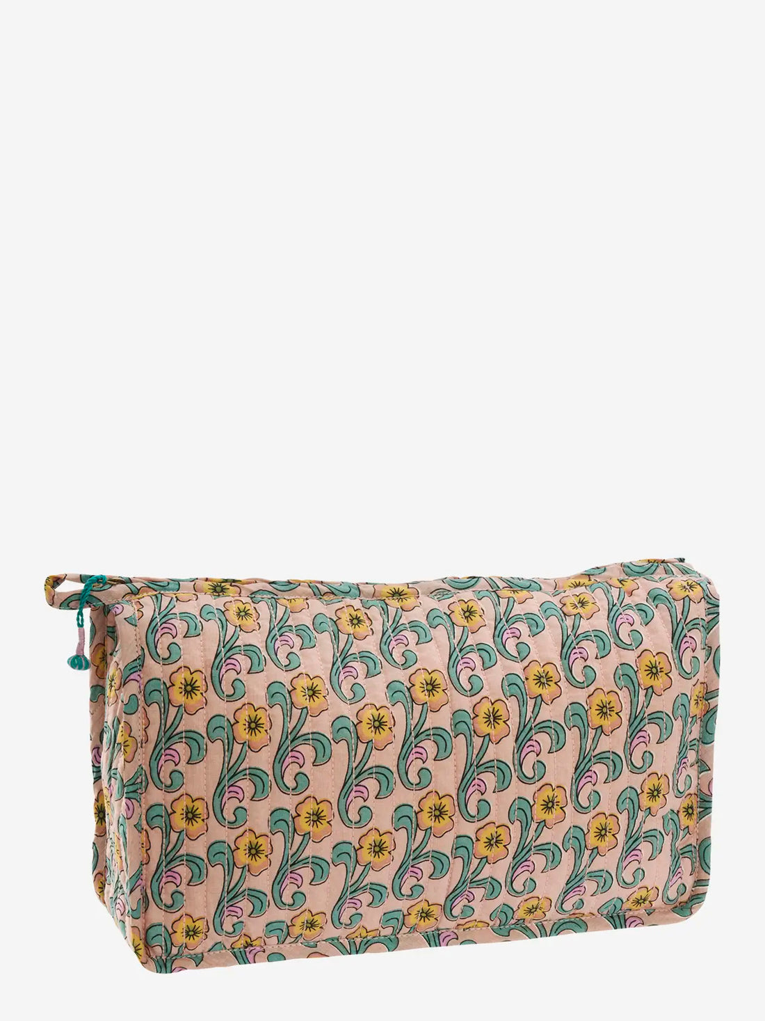 Paisley Quilted Cotton Washbag - Peach, Pink, Sea Green