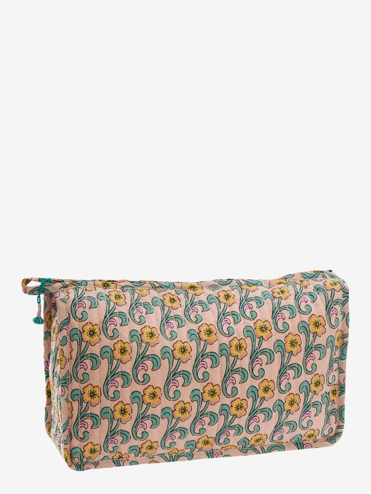 Paisley Quilted Cotton Washbag - Peach, Pink, Sea Green