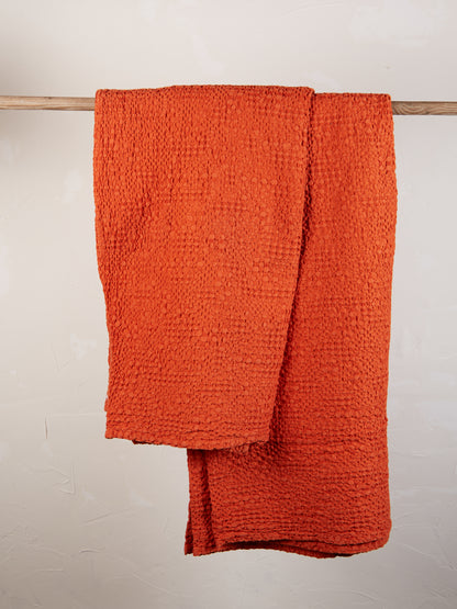 Stonewashed Cotton Tana Bedspread Throw - Rooibos - 3 Sizes Available