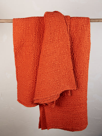 Stonewashed Cotton Tana Bedspread Throw - Rooibos - 3 Sizes Available