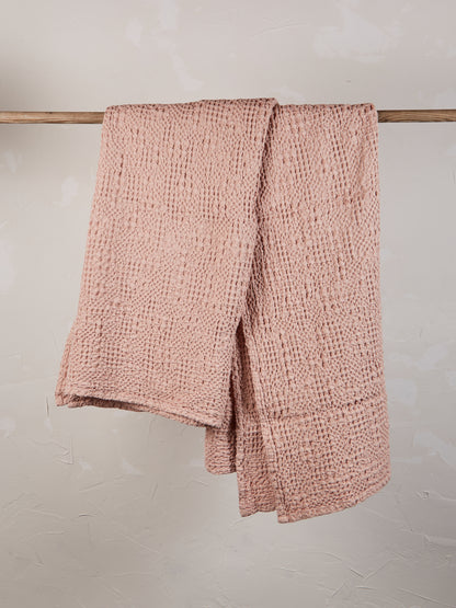 Stonewashed Cotton Tana Bedspread Throw - Aubepine Pink - 3 Sizes