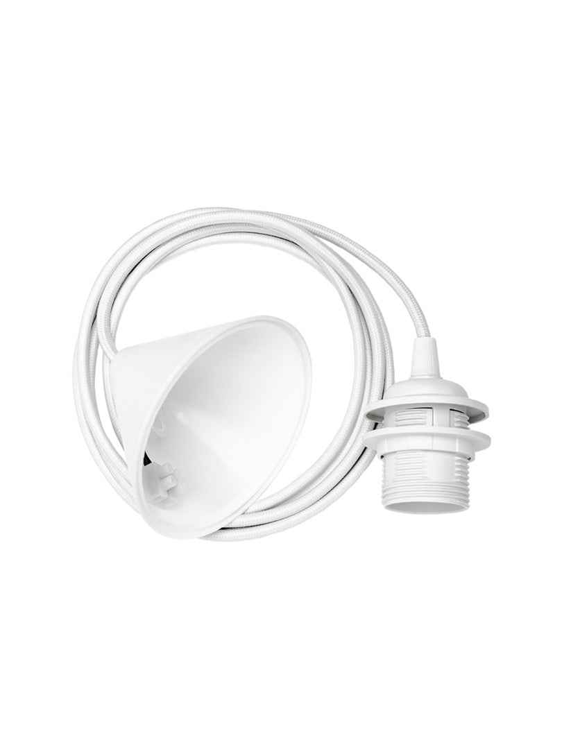 White Cord Set E27-60w 2.1 Meter Textile Cord for All Vita Lamps