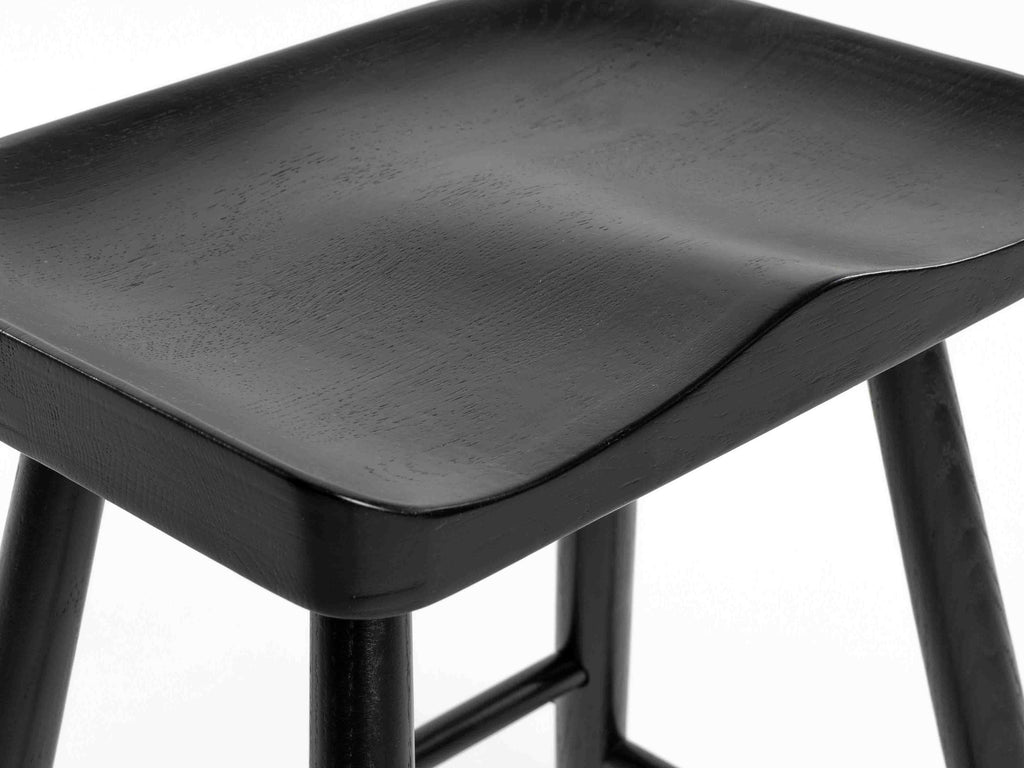 Cleveland Solid Oak Short Wooden Stool Black Lillian Daph