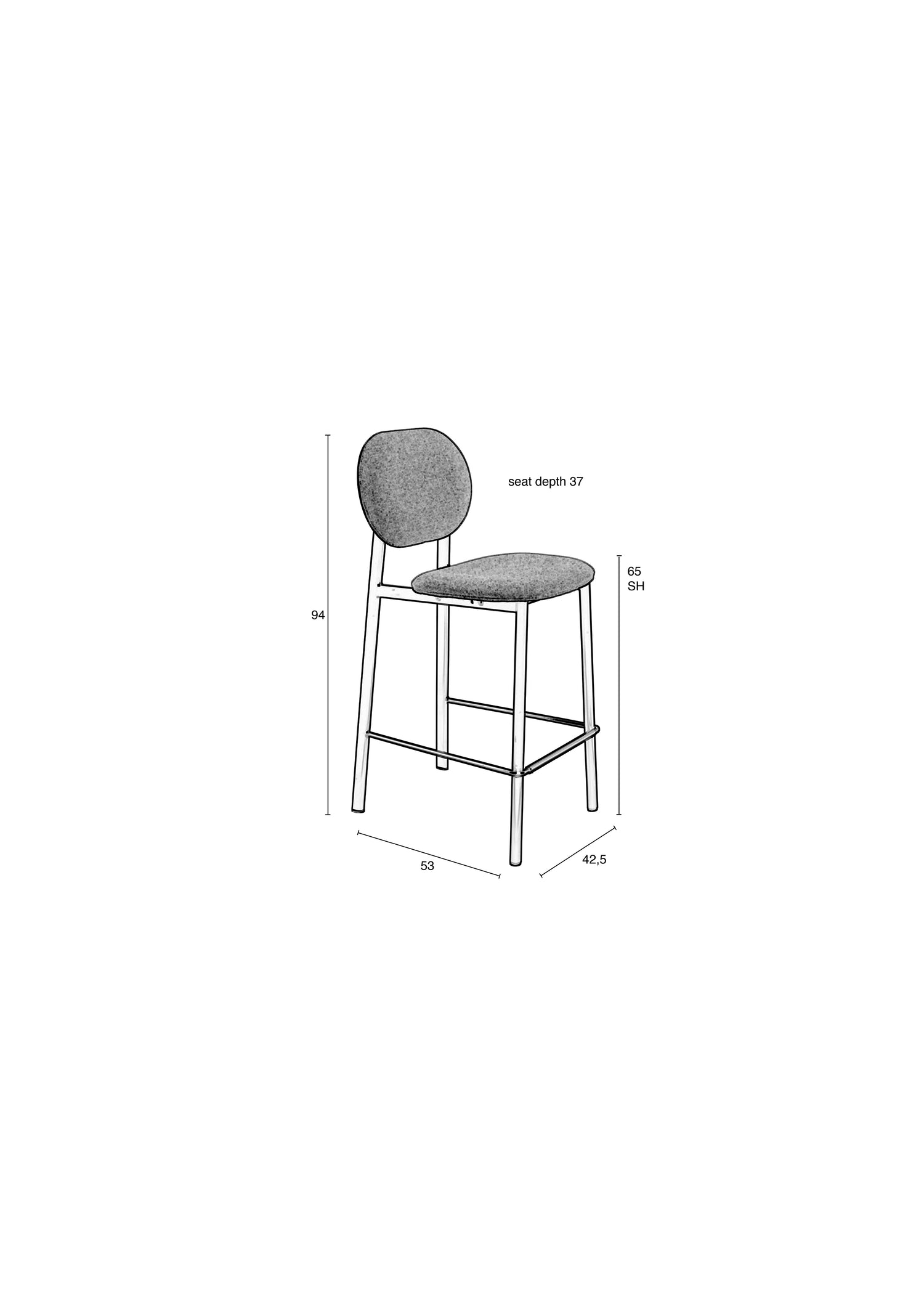 Pink and Cane Webbing Spike Bar Stool