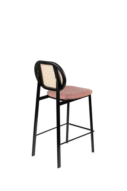 Pink and Cane Webbing Spike Bar Stool