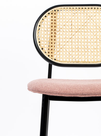 Pink and Cane Webbing Spike Bar Stool