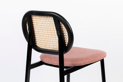 Pink and Cane Webbing Spike Bar Stool