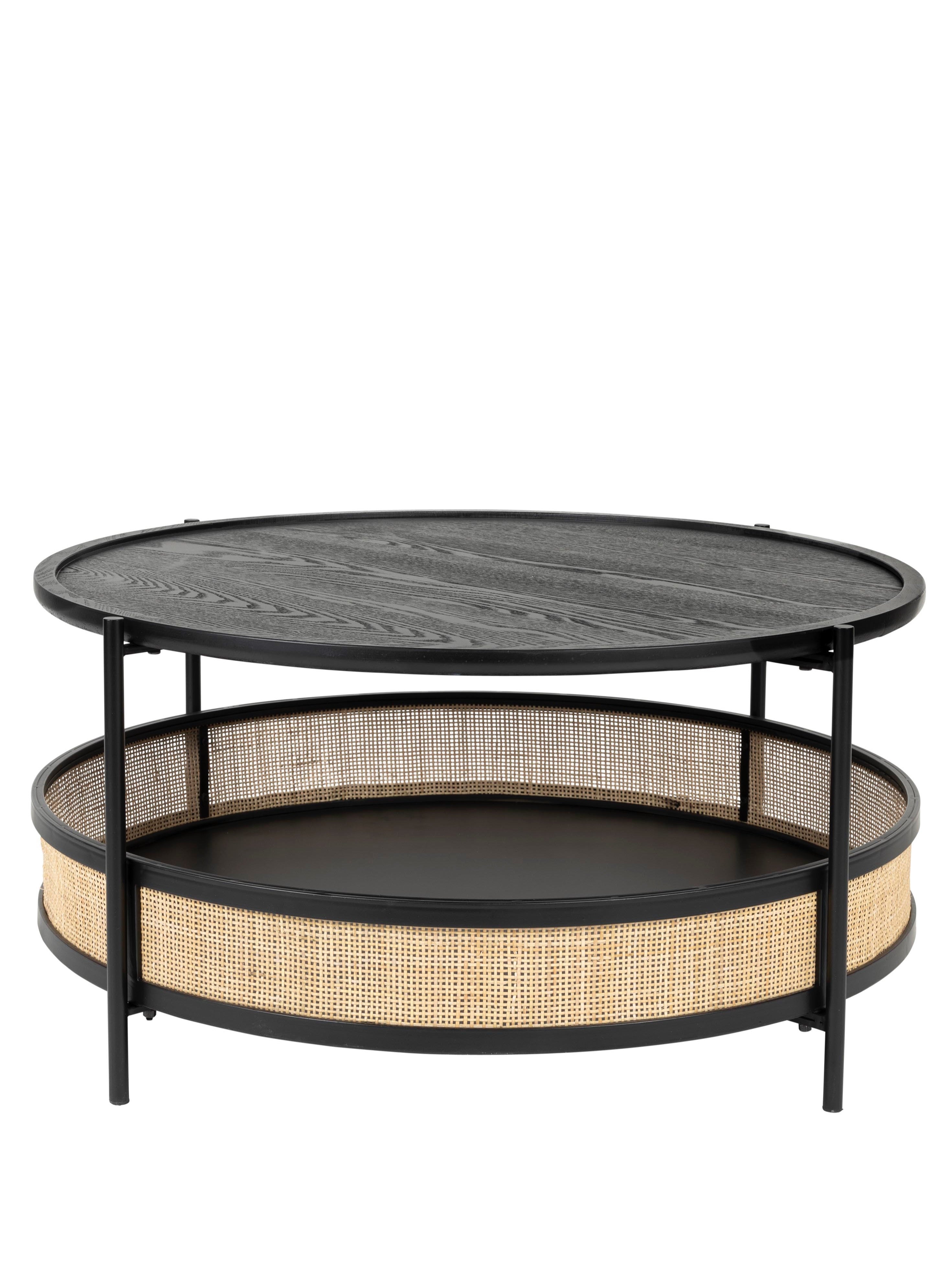 Marvis Black Rattan Round Coffee Table