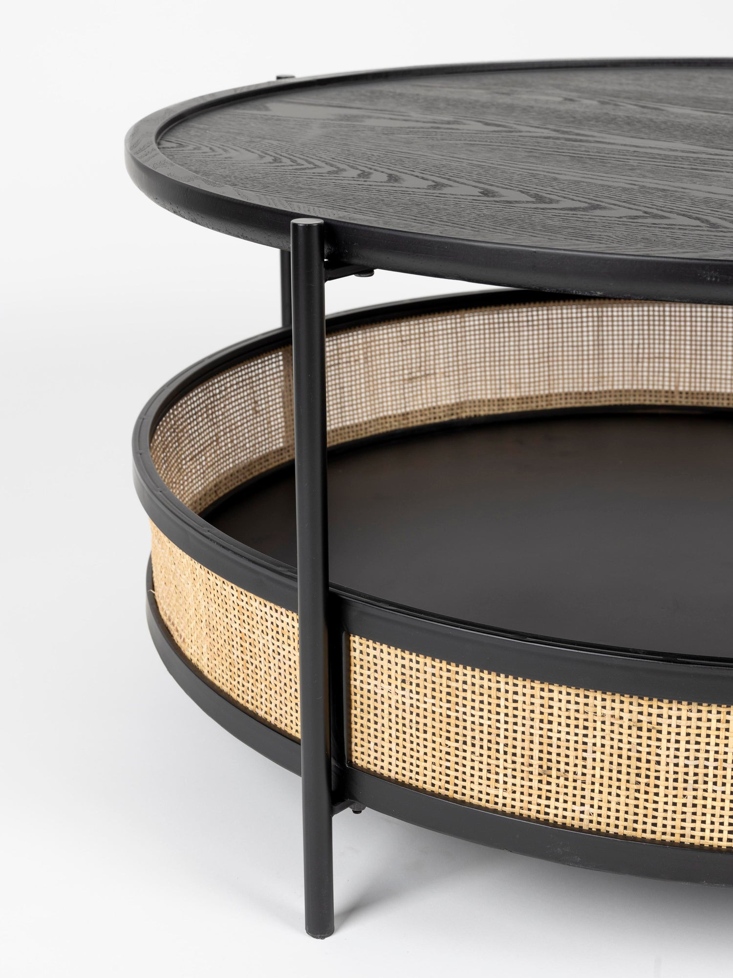 Marvis Black Rattan Round Coffee Table