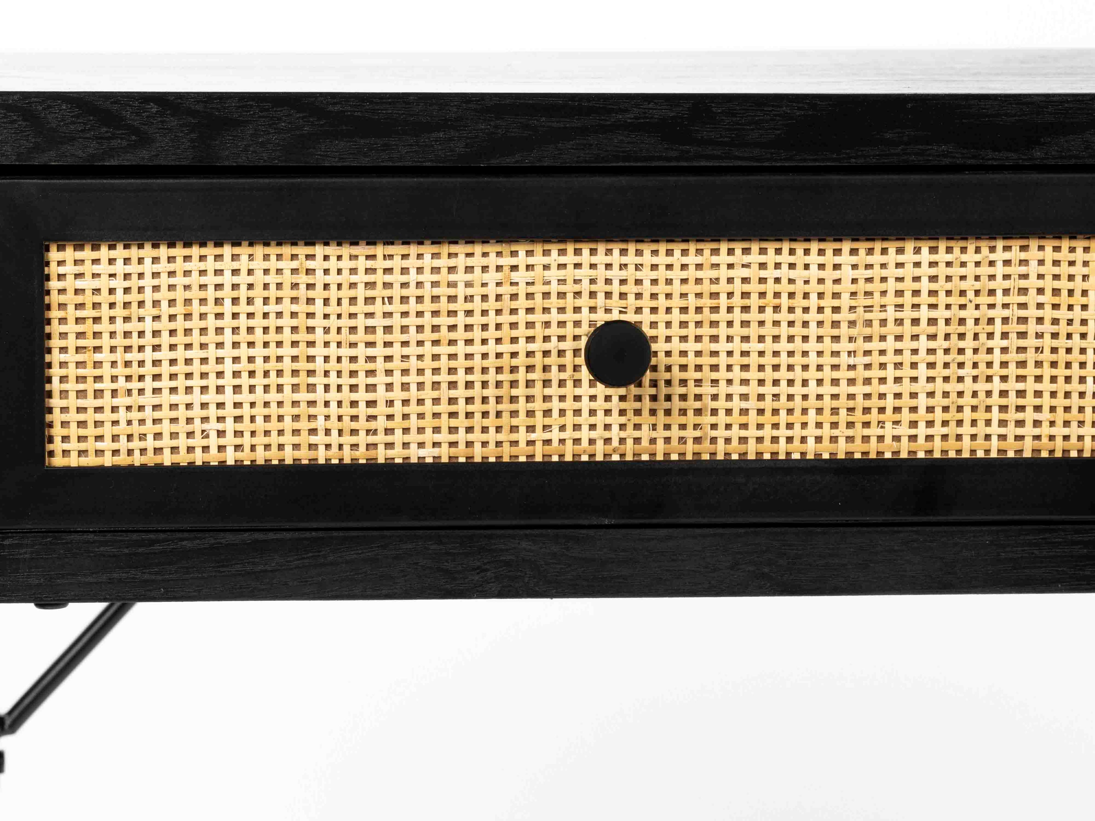 Armie Console Table in Black And Rattan