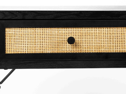 Armie Console Table in Black And Rattan