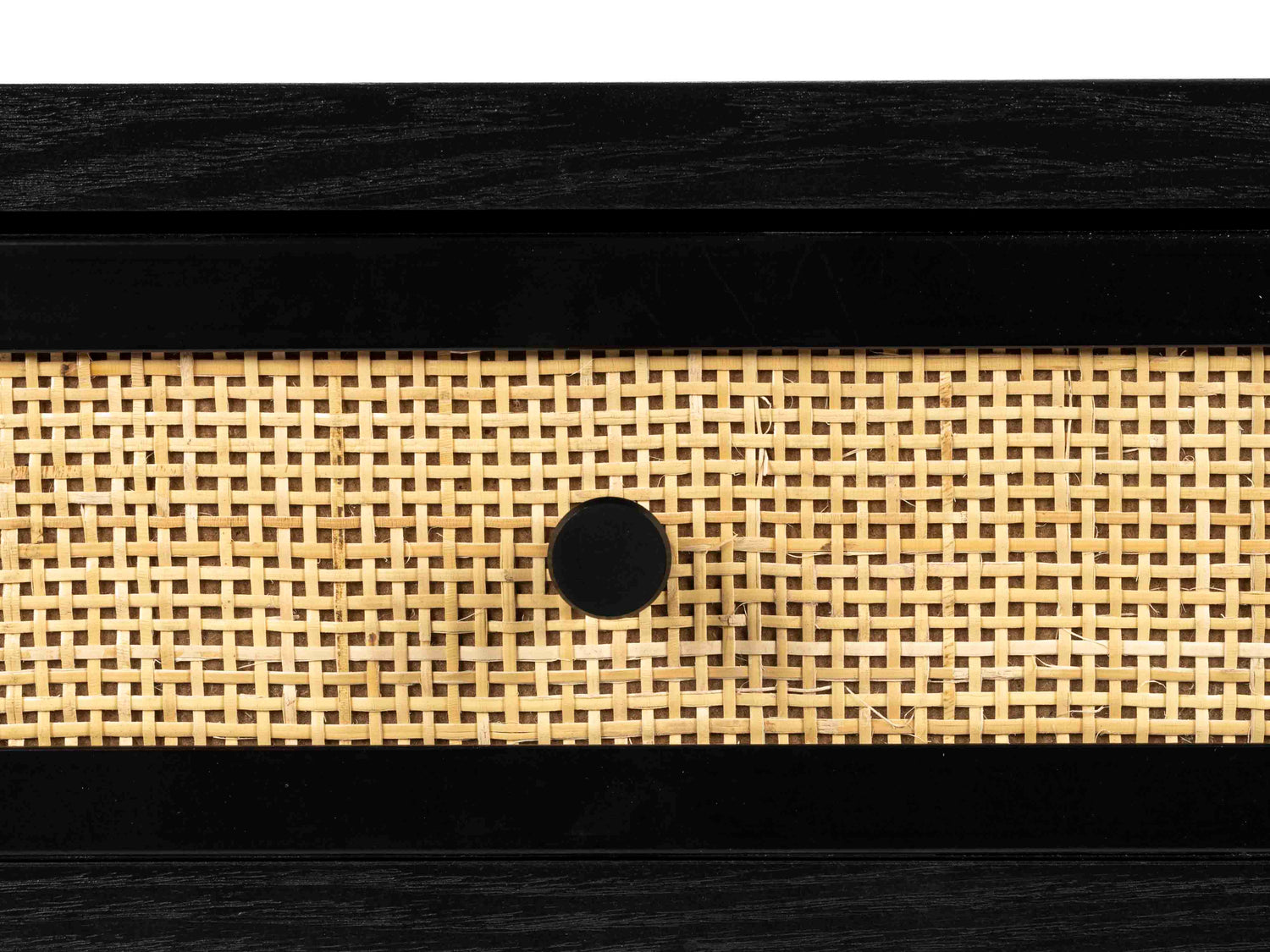 Armie Console Table in Black And Rattan
