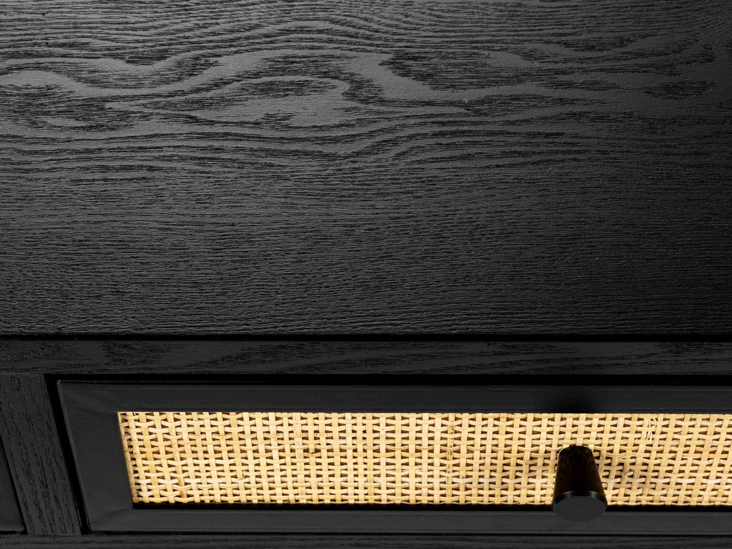 Armie Console Table in Black And Rattan