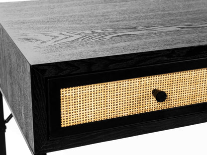 Armie Console Table in Black And Rattan