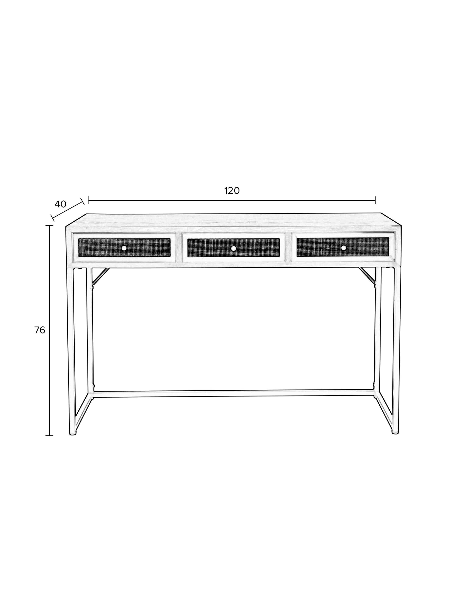 Armie Console Table in Black And Rattan