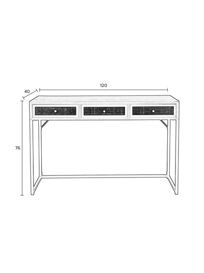 Armie Console Table in Black And Rattan