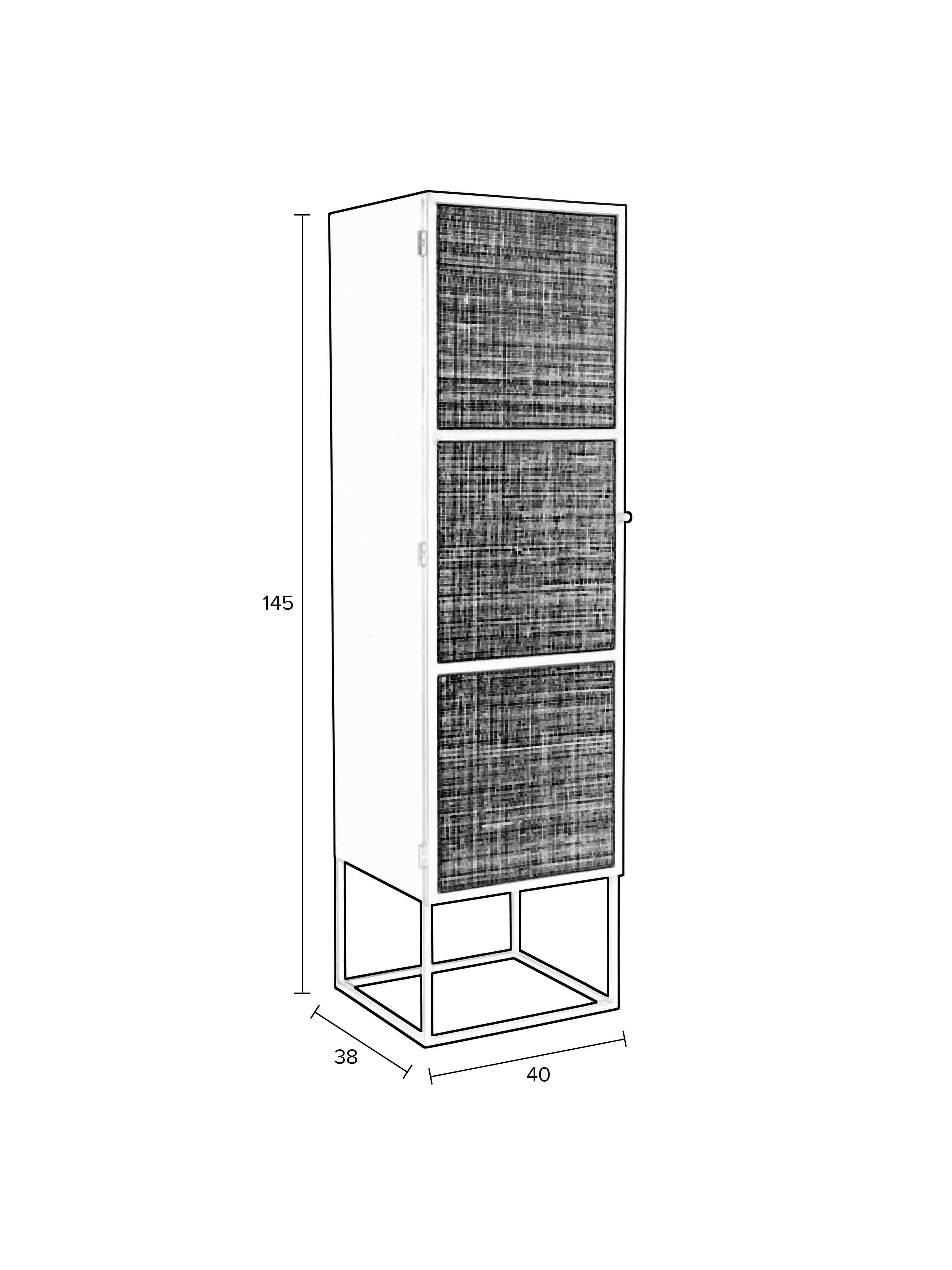 Armie Single High Cabinet in Black And Rattan