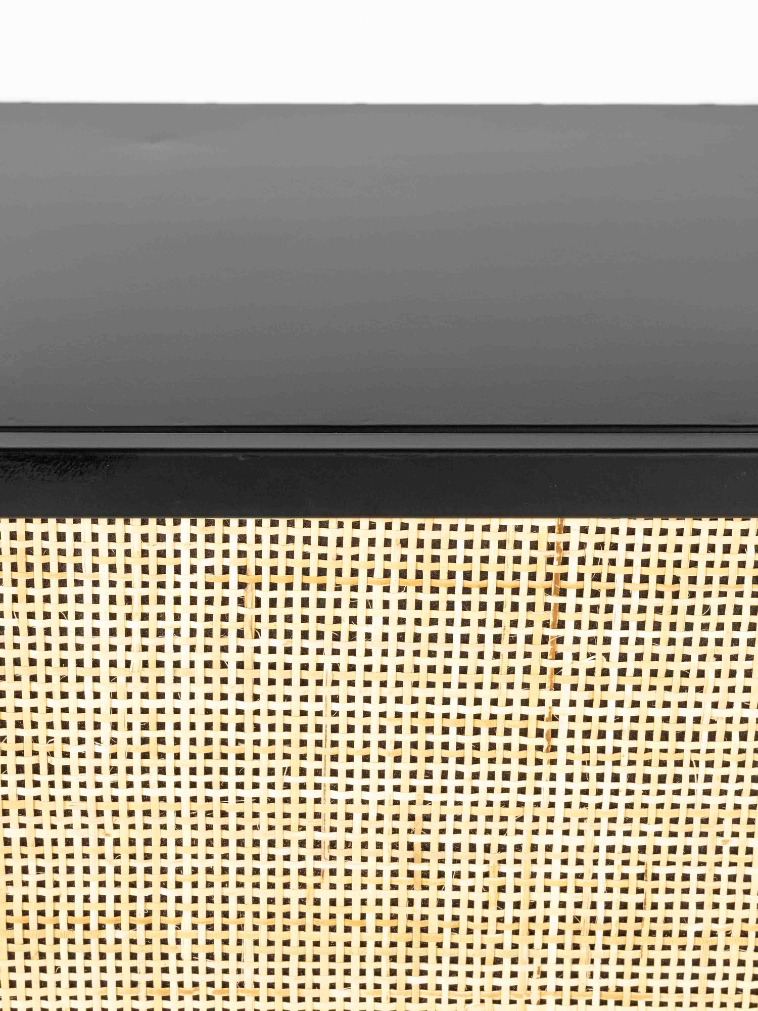 Armie Single High Cabinet in Black And Rattan