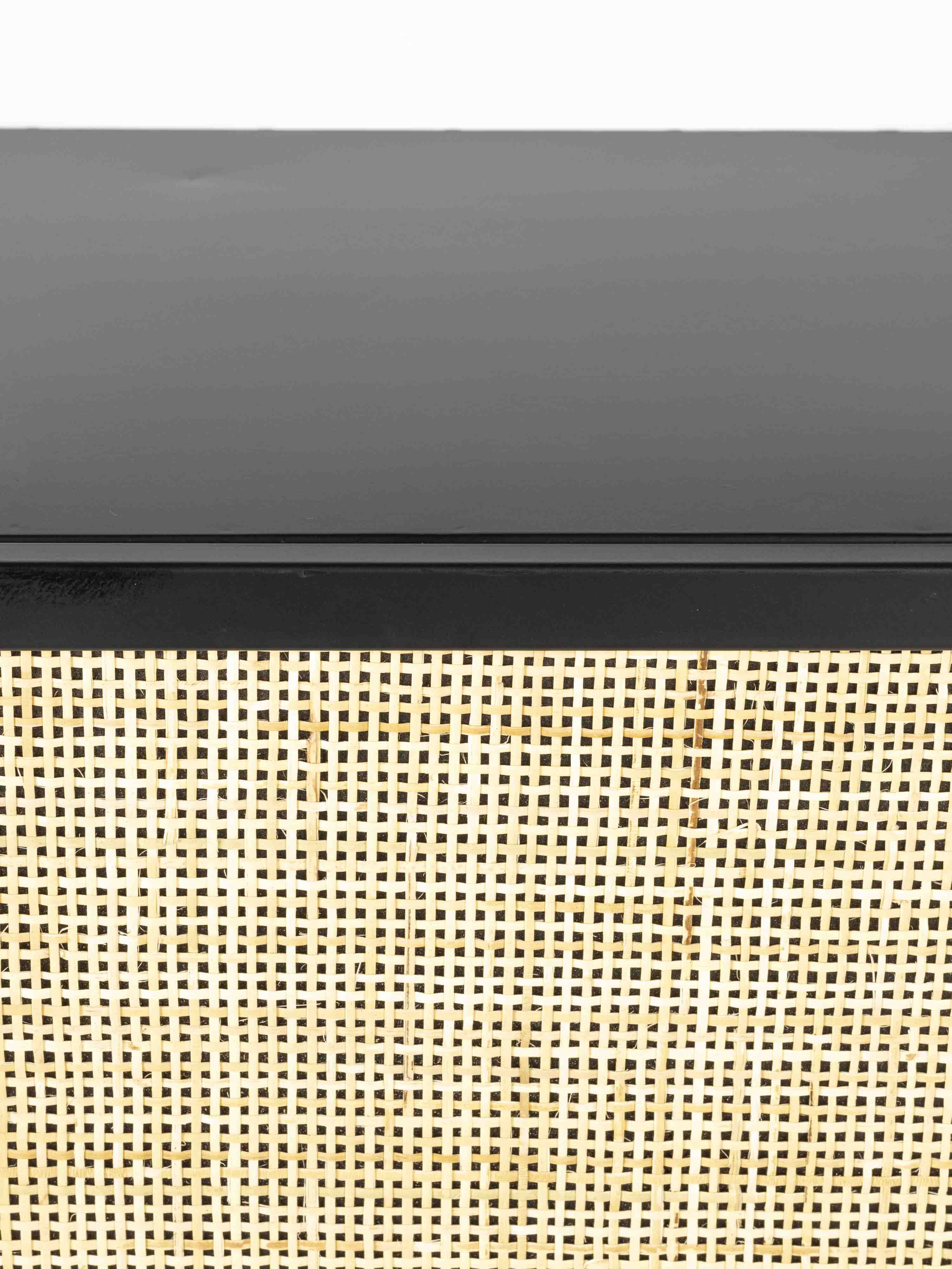 Armie Single High Cabinet in Black And Rattan