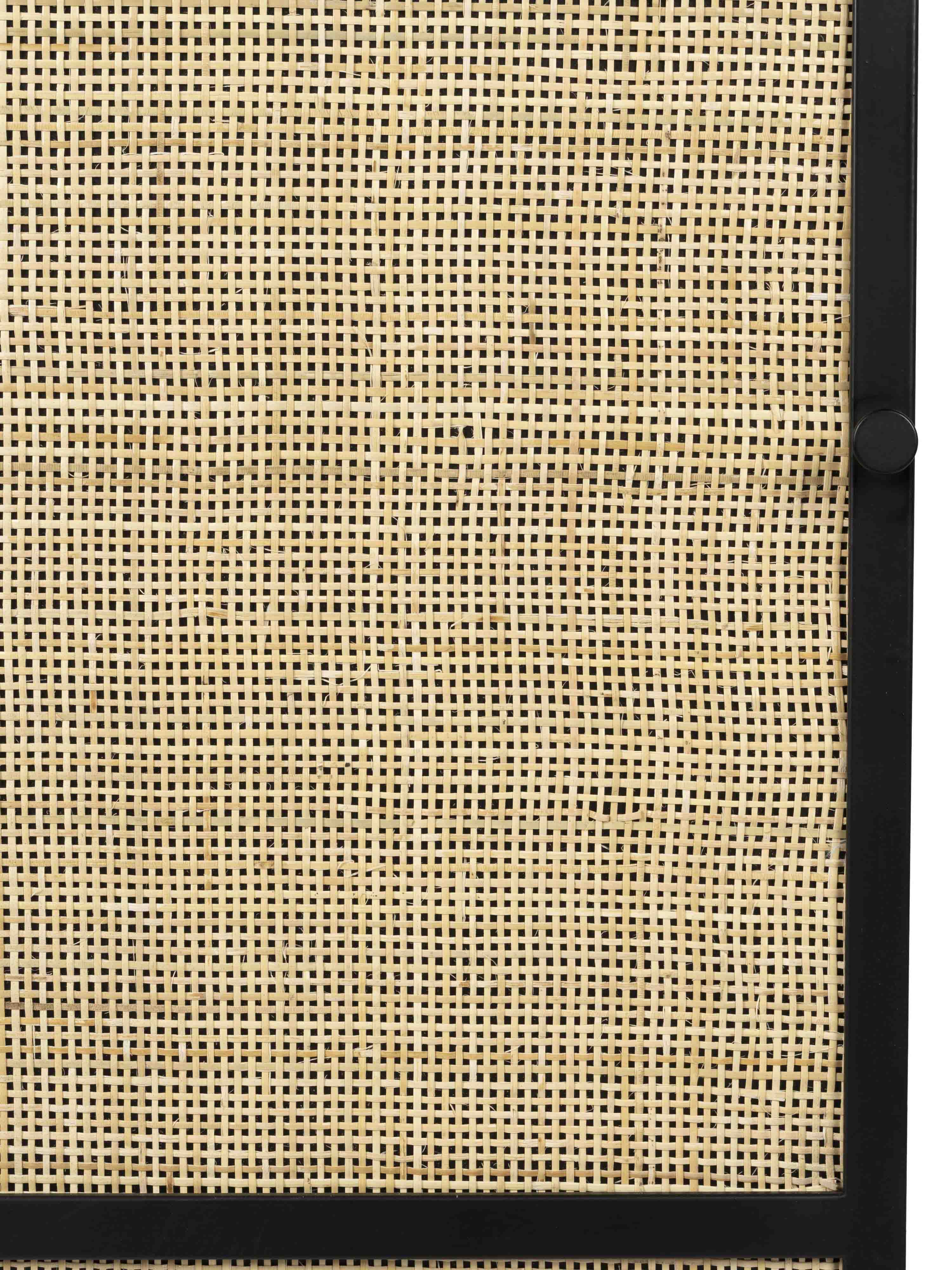 Armie Single High Cabinet in Black And Rattan