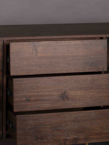 Class Sideboard High - Oak,Brown and Black